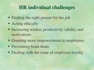 HR individual challenges