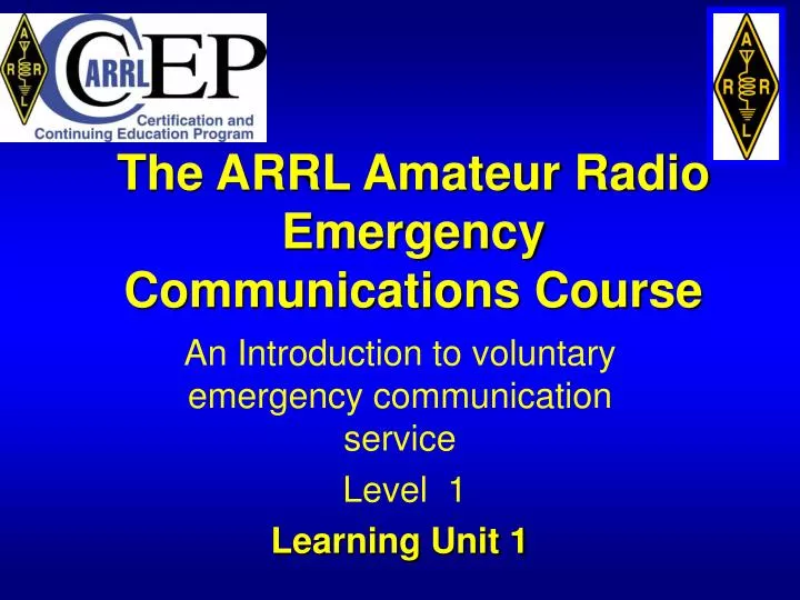 the arrl amateur radio emergency communications course