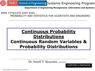 Continuous Probability Distributions Continuous Random Variables &amp; Probability Distributions