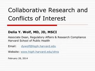 Collaborative Research and Conflicts of Interest