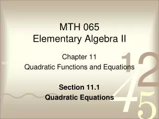 MTH 065 Elementary Algebra II