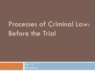 Processes of Criminal Law: Before the Trial