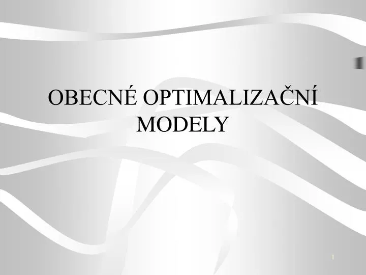 obecn optimaliza n modely