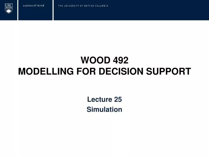 wood 492 modelling for decision support