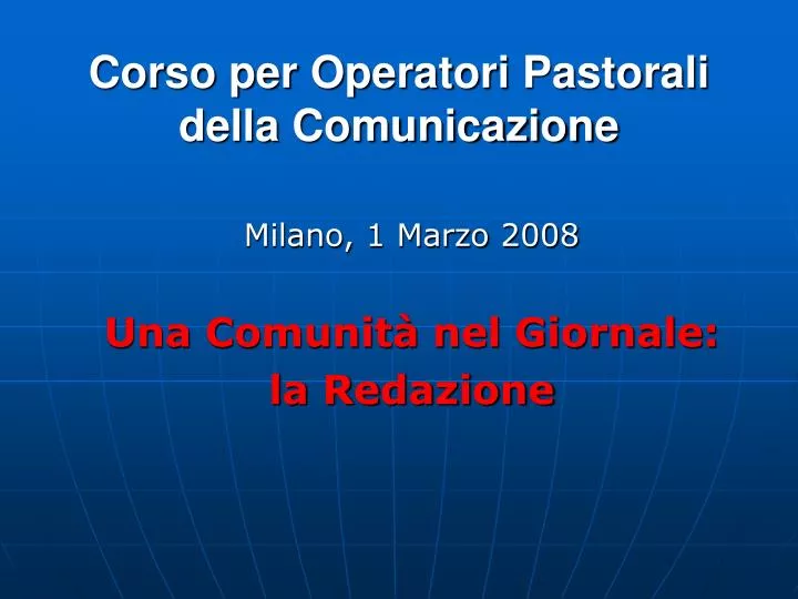 corso per operatori pastorali della comunicazione