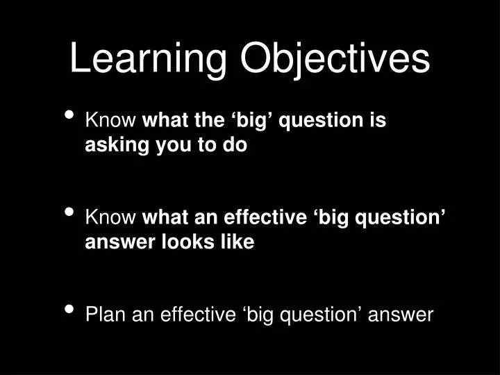 learning objectives