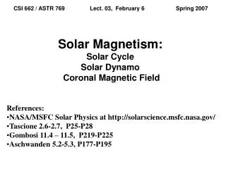 Solar Magnetism: Solar Cycle Solar Dynamo Coronal Magnetic Field