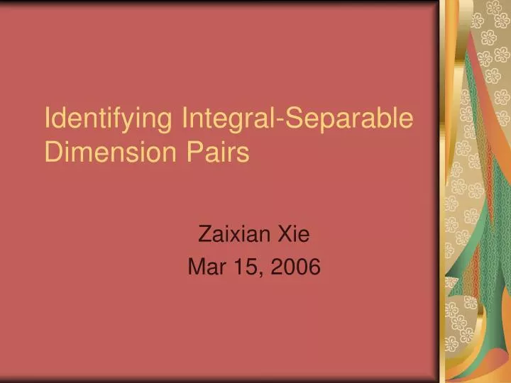 identifying integral separable dimension pairs