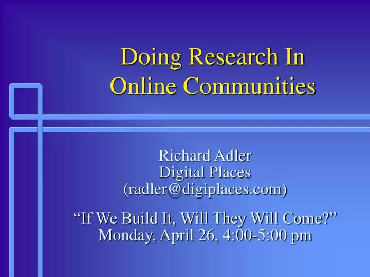 doing research in online communities