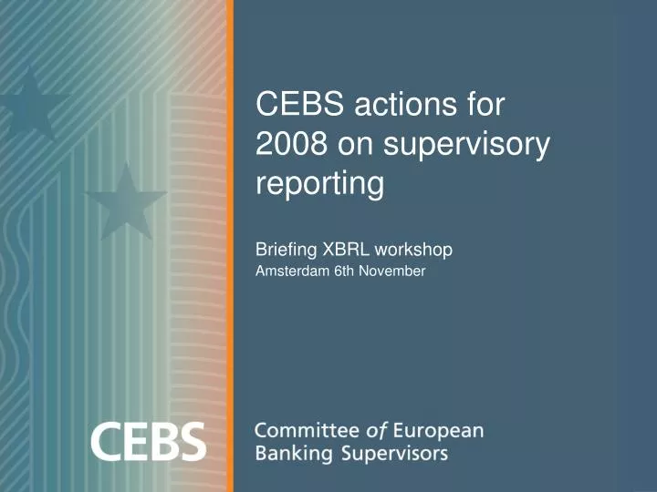 cebs actions for 2008 on supervisory reporting