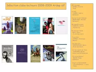 Sélection clubs-lecteurs 2008-2009 Ardep idf