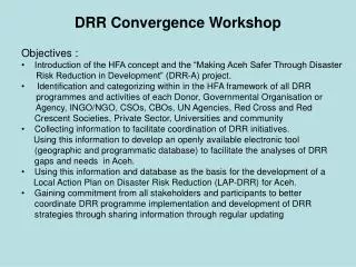 DRR Convergence Workshop
