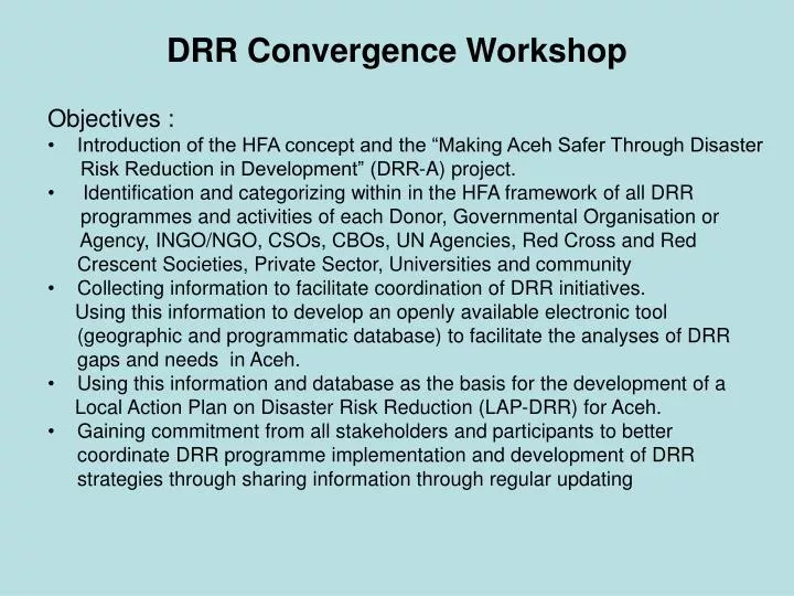drr convergence workshop