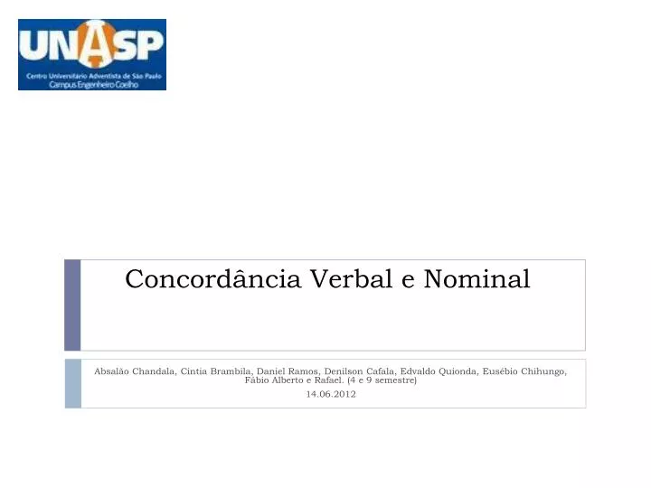 concord ncia verbal e nominal