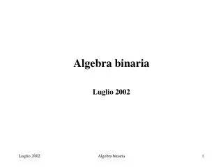 Algebra binaria Luglio 2002