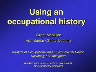 Using an occupational history