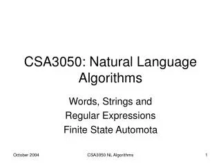 CSA3050: Natural Language Algorithms