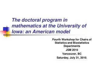 The doctoral program in mathematics at the University of Iowa: an American model