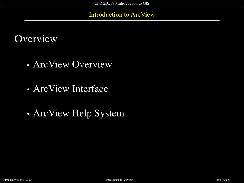 PPT - Introduction to ArcView GIS: User Interface, Database Access, and ...