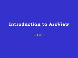 Introduction to ArcView