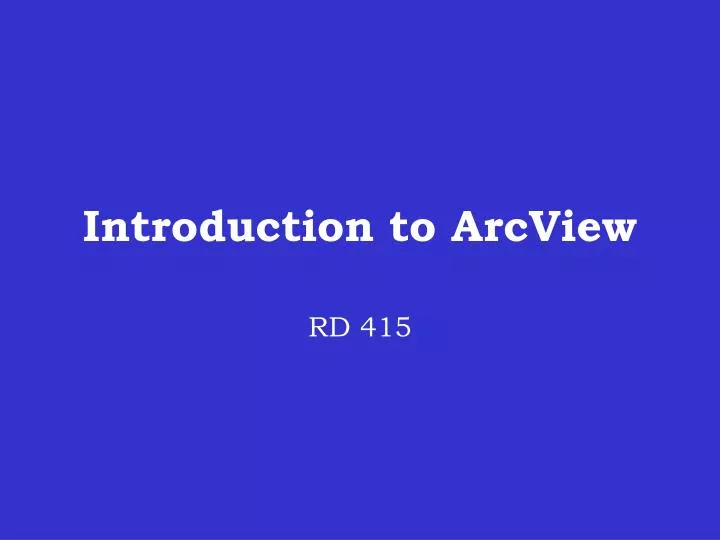 introduction to arcview