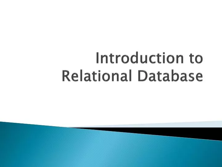 introduction to relational database
