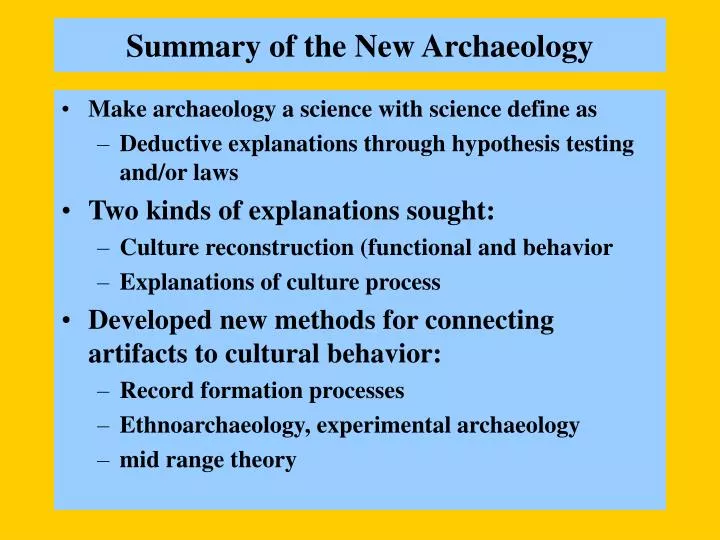 summary of the new archaeology