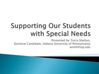 Supporting Our Students with Special Needs