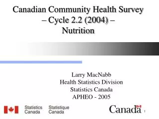 Canadian Community Health Survey – Cycle 2.2 (2004) – Nutrition