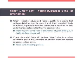 Feiner v. New York – hostile audiences &amp; the 1st amendment