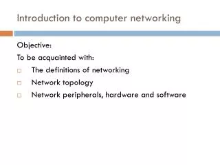Introduction to computer networking