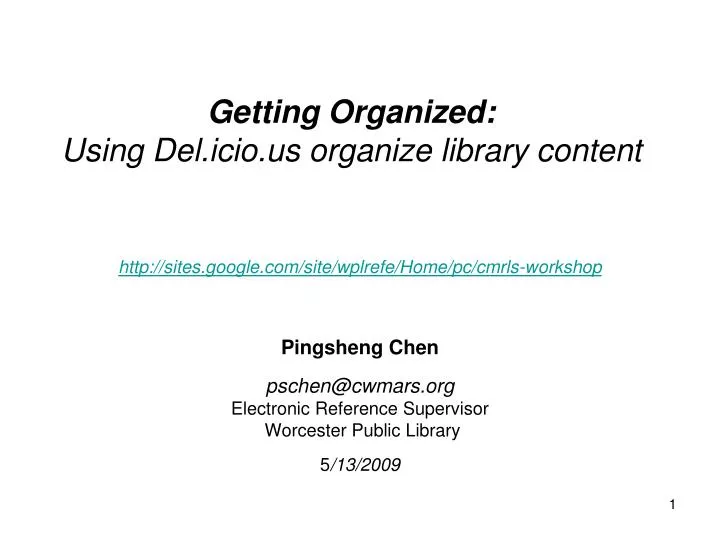 getting organized using del icio us organize library content