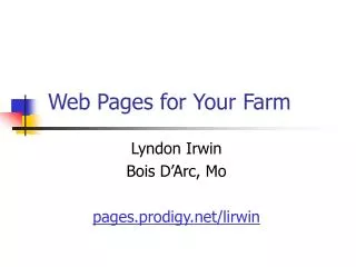 Web Pages for Your Farm