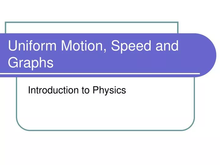 uniform motion speed and graphs