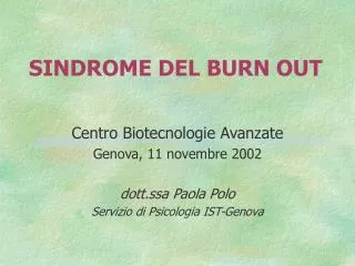 SINDROME DEL BURN OUT