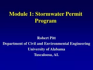 Module 1: Stormwater Permit Program