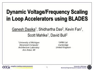 Dynamic Voltage/Frequency Scaling in Loop Accelerators using BLADES