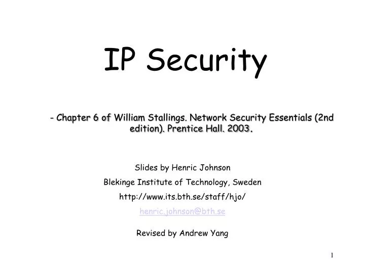 chapter 6 of william stallings network security essentials 2nd edition prentice hall 2003