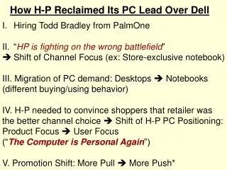 How H-P Reclaimed Its PC Lead Over Dell