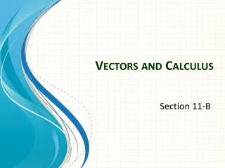 Vectors and Calculus