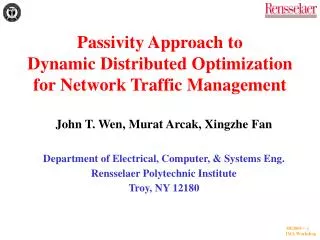 Passivity Approach to Dynamic Distributed Optimization for Network Traffic Management