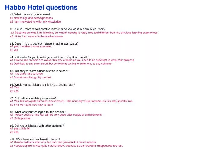 habbo hotel questions