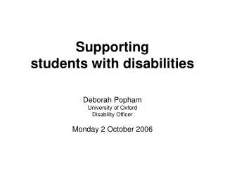 Supporting students with disabilities