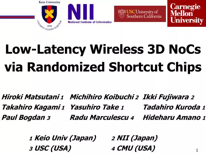 low latency wireless 3d nocs via randomized shortcut chips