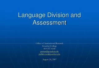Language Division and Assessment