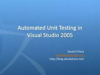 Automated Unit Testing in Visual Studio 2005