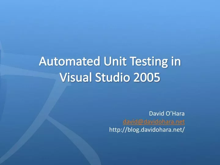automated unit testing in visual studio 2005