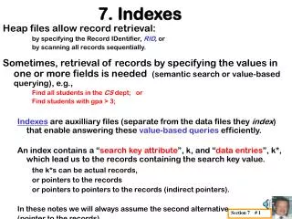 7. Indexes