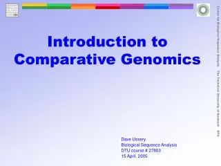 Introduction to Comparative Genomics