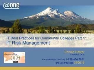 IT Best Practices for Community Colleges Part 1: IT Risk Management